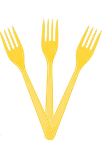 partideyince Yellow Plastic Fork - Set of 8