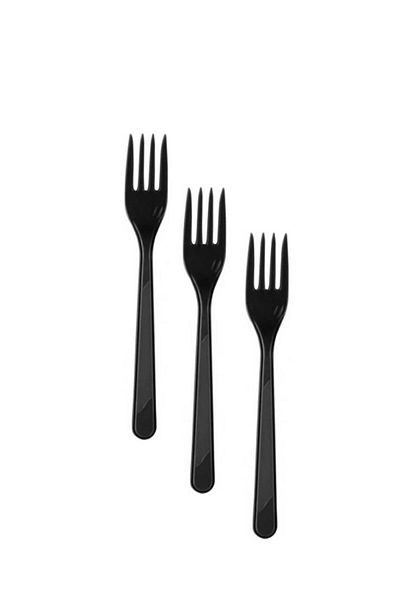 partideyince Black Plastic Fork - Set of 8