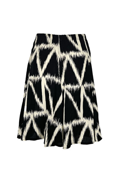 Meskan Tekstil Geometrik Desenli Beli Lastikli Mini Kloş Etek