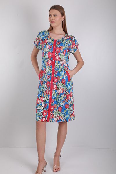 Wild Love Κοντό γυναικείο φόρεμα - Floral print, κουμπιά από το κορμί μέχρι το ύψος