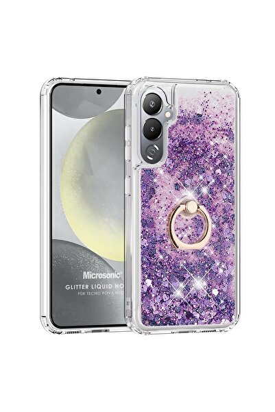 Microsonic TECNO Pova 4 Kılıf Glitter Liquid Holder Mor