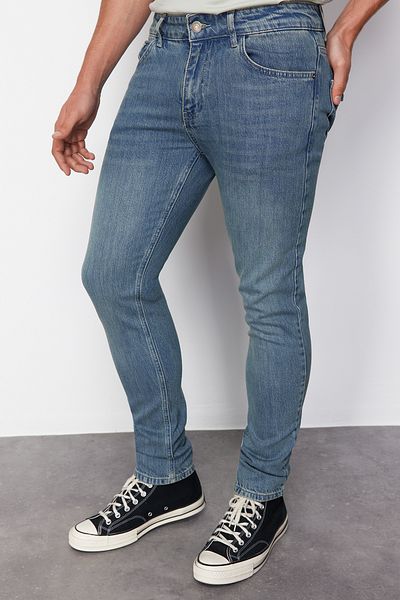 Trendyol Collection Μεσαίο μπλε ελαστικό ύφασμα Skinny Fit Slim τζιν παντελόνι TMNAW23JE00047