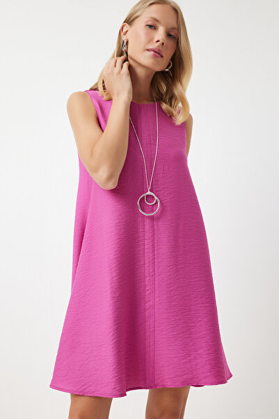 Happiness İstanbul Női sötét rózsaszín nyári szőtt A-vonalú ruha BF00067