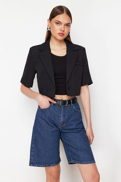 Trendyol Collection Denim Bermuda tmavě modrá - TWOSS24SR00164