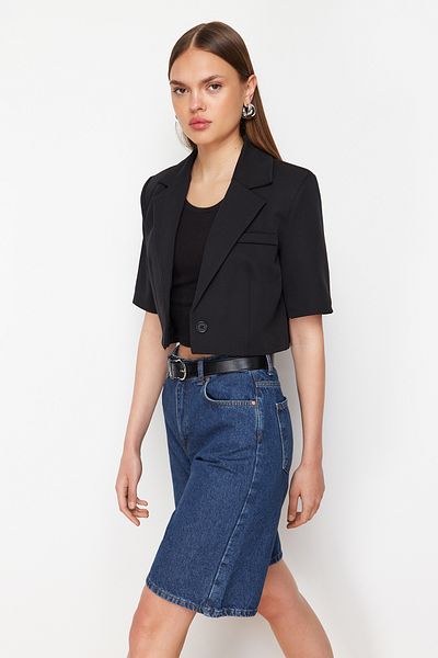 Trendyol Collection Denim Bermuda tmavě modrá - TWOSS24SR00164