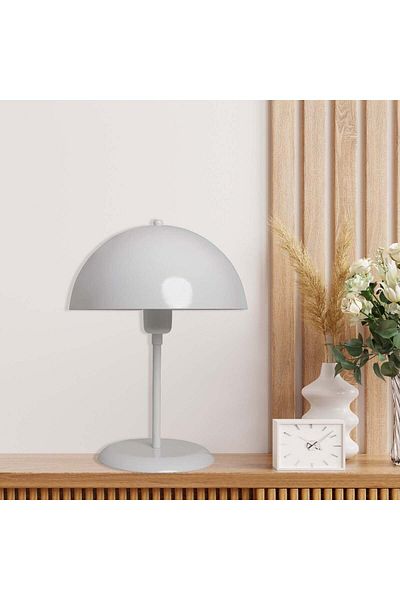 Bamyum Lipeo Kleine Tischlampe 30cm, Pilzlampe Metall, Weiße Lampe