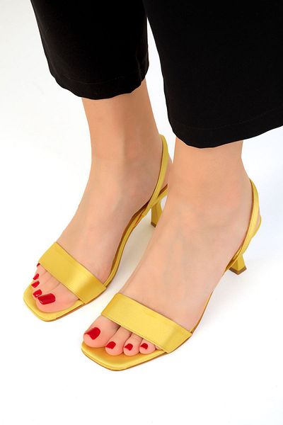 SOHO Yellow Satin Women's Classic Heeled Shoes 19176