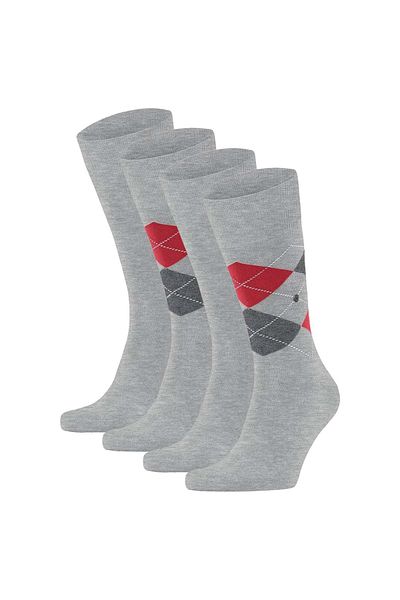 Burlington Herren-Socken für den täglichen Gebrauch – 4er-Pack, Rautenmuster, Uni, Onesize, 40–46