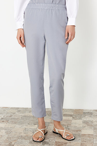 Trendyol Modest Pamut szőtt szürke blokk készlet - alsó és felső készlet TCTSS24US00066