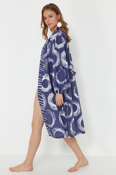 Trendyol Collection Kimono și caftan cu curea cu modele geometrice, 100% bumbac, țesut TBESS24KM00051
