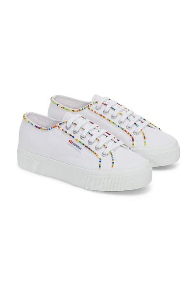 Superga Μοντέλο 2740 - Γυναικεία πάνινα παπούτσια με πολύχρωμες χάντρες με μοτίβο λευκά