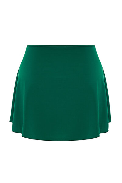 Trendyol Curve Emerald Green Mini Plus Size Bikini Bottoms with Shorts Skirt Tbbss23Cr00015