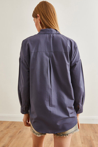 Olalook Antracitová flitrovaná dámská košile Boyfriend - GML-19000992