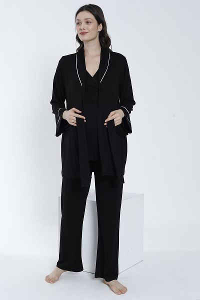 Miss Dünya Lissa Large Collar Dressing Gown Pajamas Set for Pregnant and Maternity