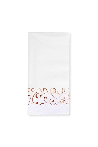 Story Rose Gold 33x33 cm - Pack of 16 White Marbled Patterned Paper Napkins