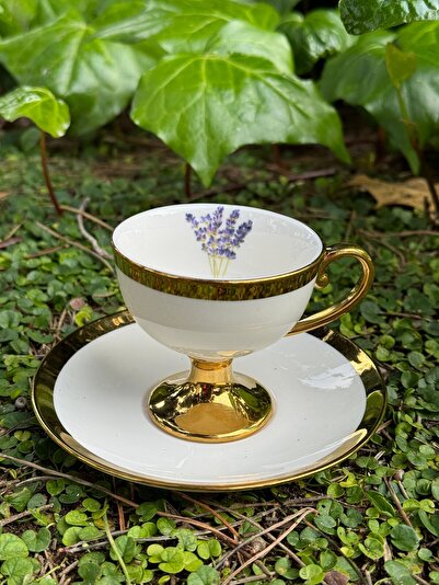 ACAR 6lı victory lavanta gold yaldızlı porselen türk kahve fincan takımı