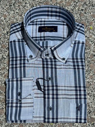 Daniel Bessi Plaid Print - Regular Fit Classic Men's Shirt, Long Sleeve and Pocket