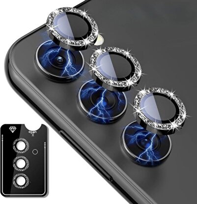 Rivor Galaxy S24 Plus Uyumlu Diamond Lens Koruyucu Simli Temperli Cam Kamera ...