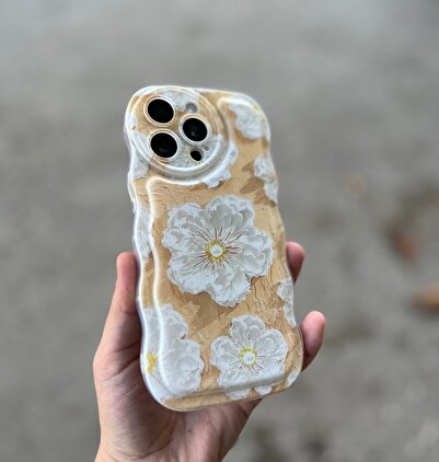 FİŞNEİLETİŞİM İPHONE 15 PROMAX UYUMLU KENARLARI DALGALI ÇİÇEK DESENLİ KILIF
