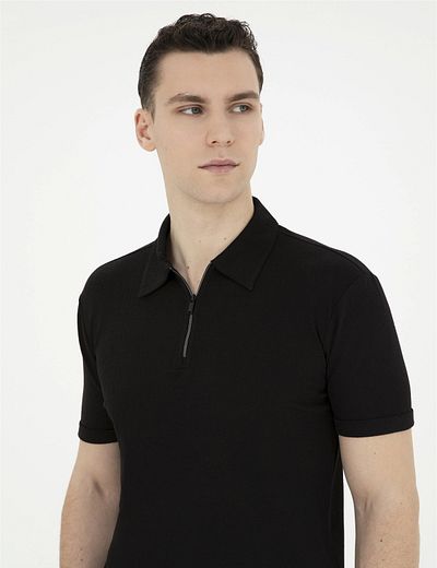 Pierre Cardin ELIFSU BUTIKHOME - Μαύρο μπλουζάκι με λεπτή εφαρμογή
