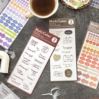 Onwize 3 Adet Scrapbook Journal Soyut Sticker Slogan Set