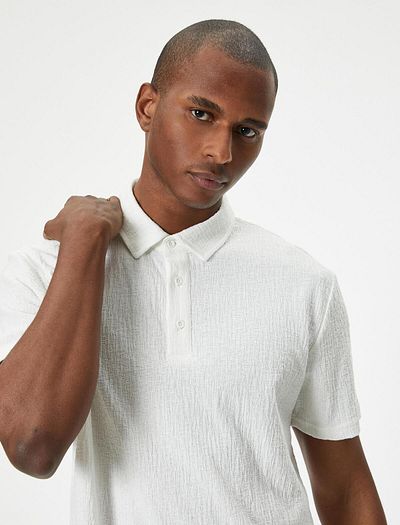 Koton Polo-Shirt mit Knopfleiste, strukturierte Baumwolle, kurze Ärmel