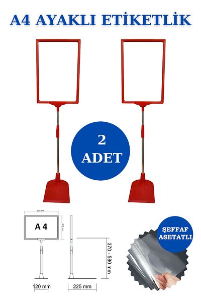 Manken İstanbul 2 τμχ Κόκκινο A4 Ποδιακόπτης Ετικέτα Καλάθι Ετικέτα Πλαίσιο Ετικέτα Τιμής Ετικέτα Κρεμάστρας