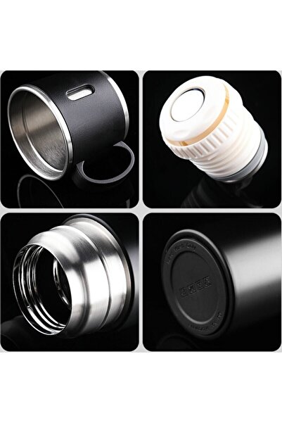 Genel Markalar SLİPT Paslanmaz Çelik Termos 3 Bardaklı Termos Seti Vakumlu Termos Seti Çantalı