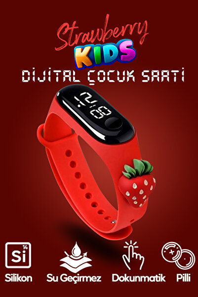 SULED Akıllı Çocuk Kol Saati Strawberry Güvenli Led Su Geçirmez Silikon Dokun...
