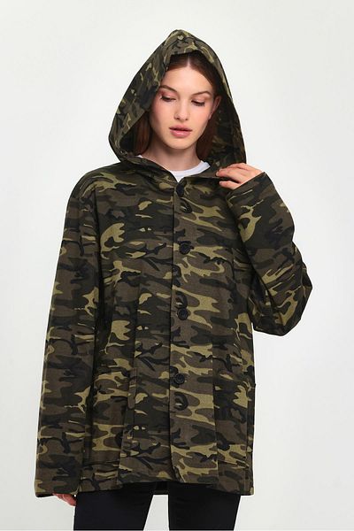 ALEXANDERGARDI Camouflage Patterned Oversize Hooded Cardigan - E21-60700