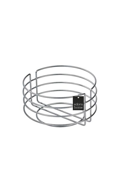 Edora Home Silver Round Bread Basket Stylish, Bread Wicker Knitted Macrame - Multi-Purpose Metal Stainless