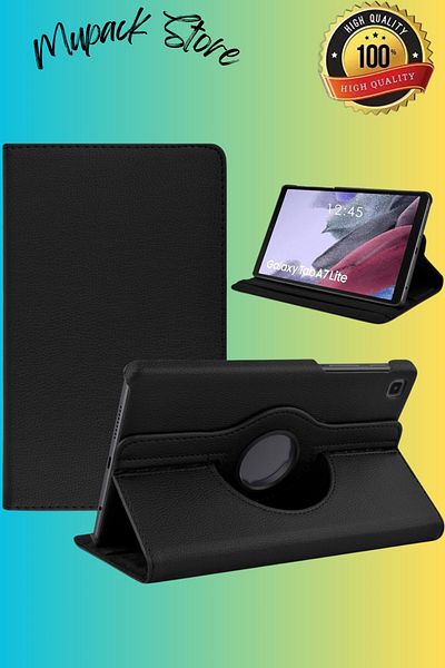 AQUA AKSESUAR Galaxy Tab A7 Lite T225 - 360 Rotating Leather Protected Black Tablet Case