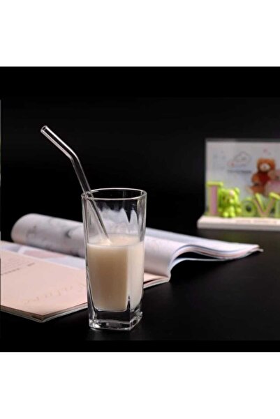 Demirhan Group Set of 12 Glass Straws and 2 Cleaning Brushes 9 Mm Heat Resistant Glass Straw