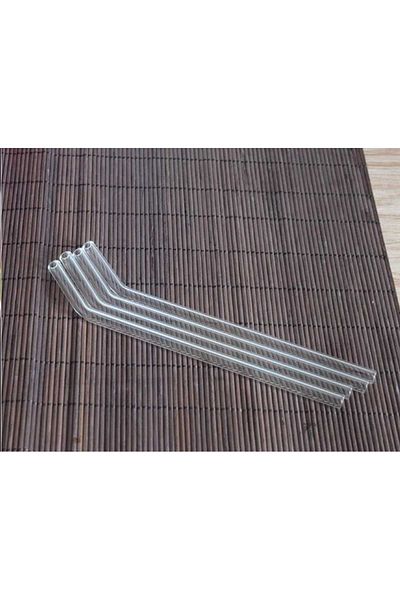 Demirhan Group Set of 12 Glass Straws and 2 Cleaning Brushes 9 Mm Heat Resistant Glass Straw
