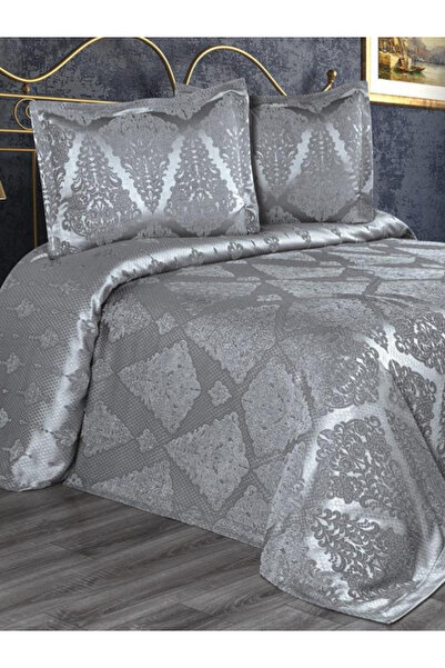 Solinas Collection Classy Gri Çift Kişilik Pano Şönil Pike Yatak Örtüsü