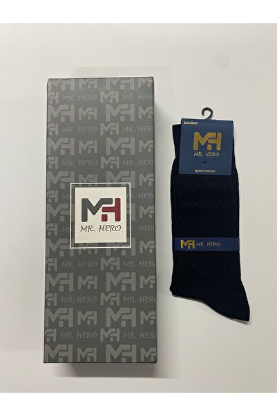 MRHERO Bamboo Pack of 6 Black Drop Patterned Men's Long Socks 1