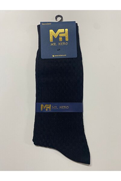 MRHERO Bamboo Pack of 6 Black Drop Patterned Men's Long Socks 1