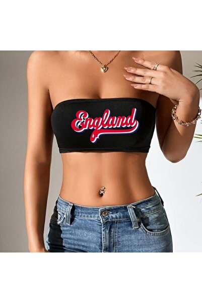 Toum Чорний England з принтом, бавовняний, без бретелей, трикотаж