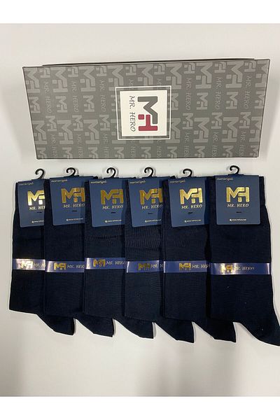 MRHERO Мъжки дълги класически чорапи Mercerized, тъмносини, 6 чифта, 1078-mh