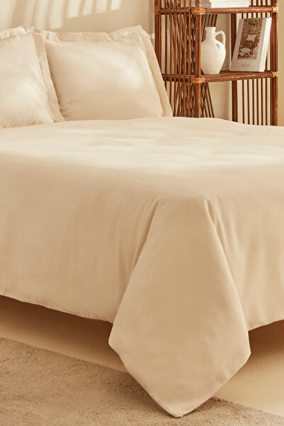 Karaca Home Fierra Beige Double 100% Cotton Quilt Cover Set