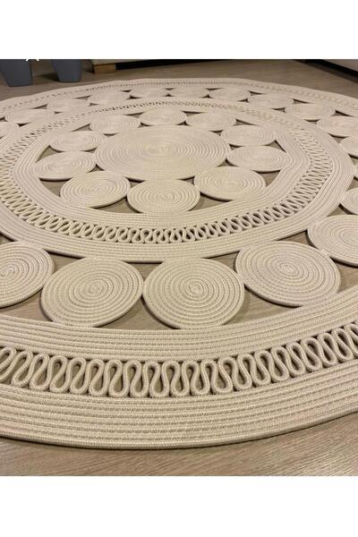 bestiva hasır jüt halı el örgüsü halı kilim yıkanabilir çift taraflı yuvarlak