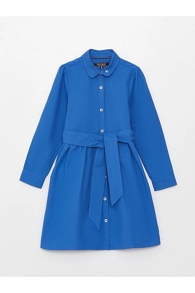 LC Waikiki SOUTHBLUE Girl's Shirt Collar Long Sleeve Dress