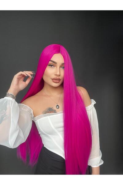 Suzan Peruk Fuşya Düz uzun Tül peruk Suzan peruk