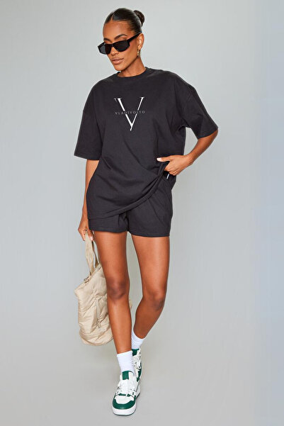 vladivosto Negru Gri, cu potrivire foarte lejeră, mini pantaloni scurți supra...