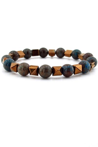 Solfera Men's Bracelet - Apatite, Pyramid, Bronze Hematite Natural Stone j0268