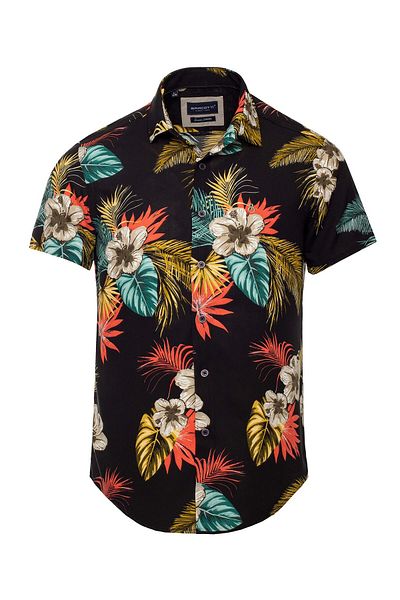 marufshop Ανδρικό πουκάμισο Viscon Plus Size - 118-191 κιλά, κοντό μανίκι, χωρίς τσέπη