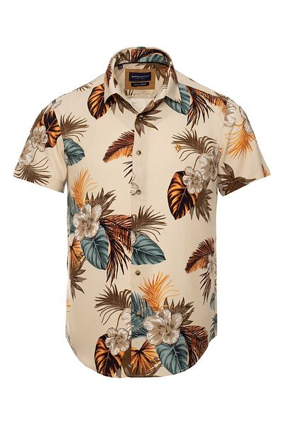 marufshop Ανδρικό πουκάμισο Viscon Plus Size - 118-191 κιλά, κοντό μανίκι, χωρίς τσέπη