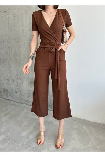 alenmoda Bürümcük Double Breasted Collar Jumpsuit