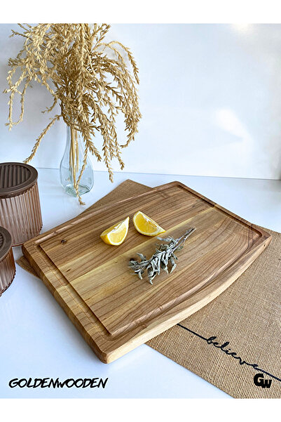 GOLDENWOODEN Φυσικό Ξύλινο Πιάτο - Εξωτερικό Κυρτό Πιάτο Παρουσίασης (ΚΑΡΥΔΙΑ...