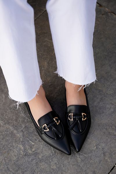 LAMİNTA Black Tassel Detailed Yoli Women's Ballerinas